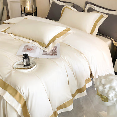 Luxury White Gold Pink American Europe Hotel Grade Silky Duvet Cover Set, 1000TC Egyptian Cotton Bedding Set